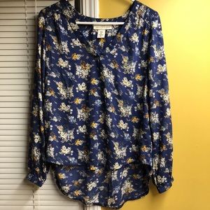 H&M navy blouse with floral print